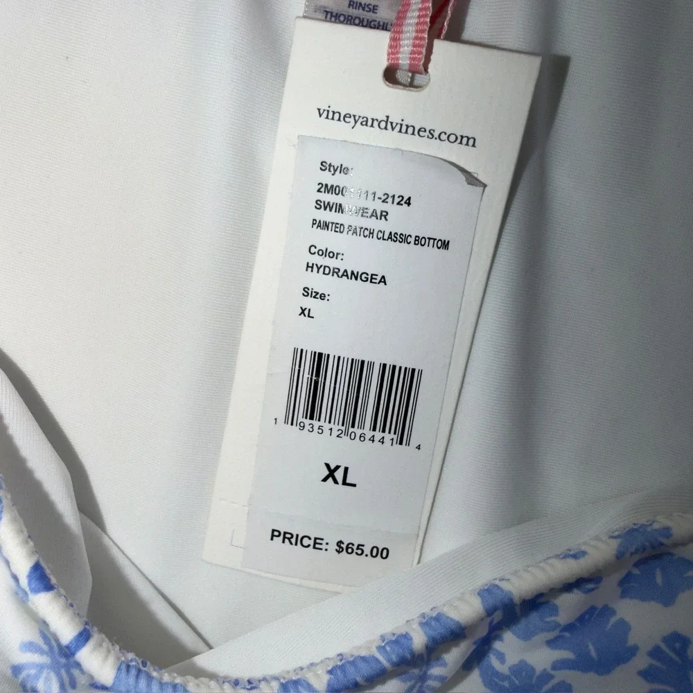 Vineyard Vines Painted‎ Patch Ruffle One Shoulder Bikini Set Blue White L/XL